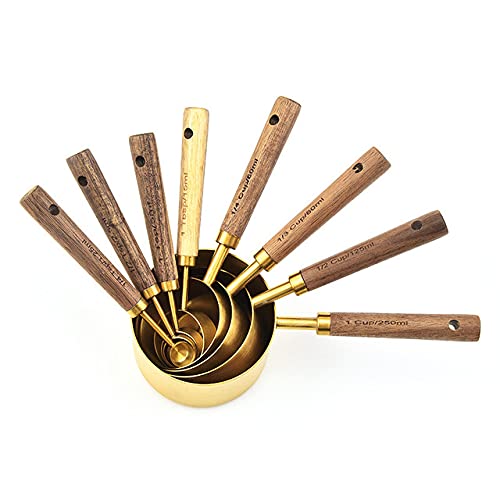 8-Piece Wood-Handle Measuring Cup and Spoon Set
