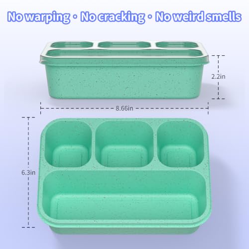 5-Pack Four-Compartment Wheat Straw Bento Boxes