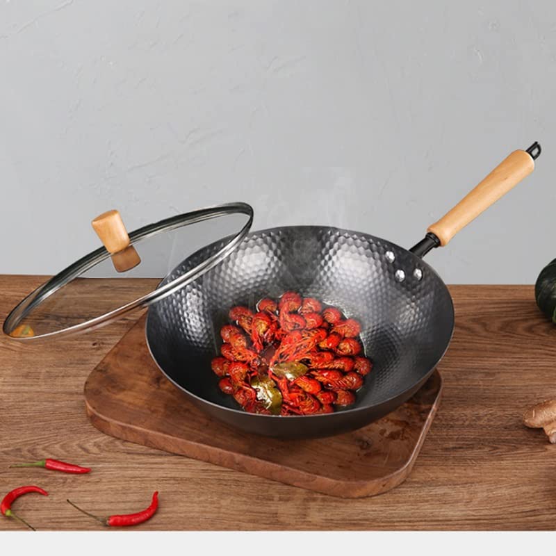 32cm Steel Wok with Detachable Wooden Handle