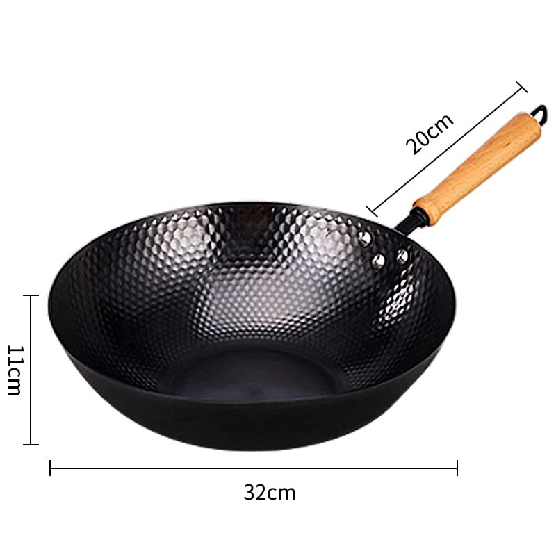 32cm Steel Wok with Detachable Wooden Handle