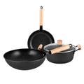 3-Piece Nonstick Wok, Frying Pan and Saucepan Set