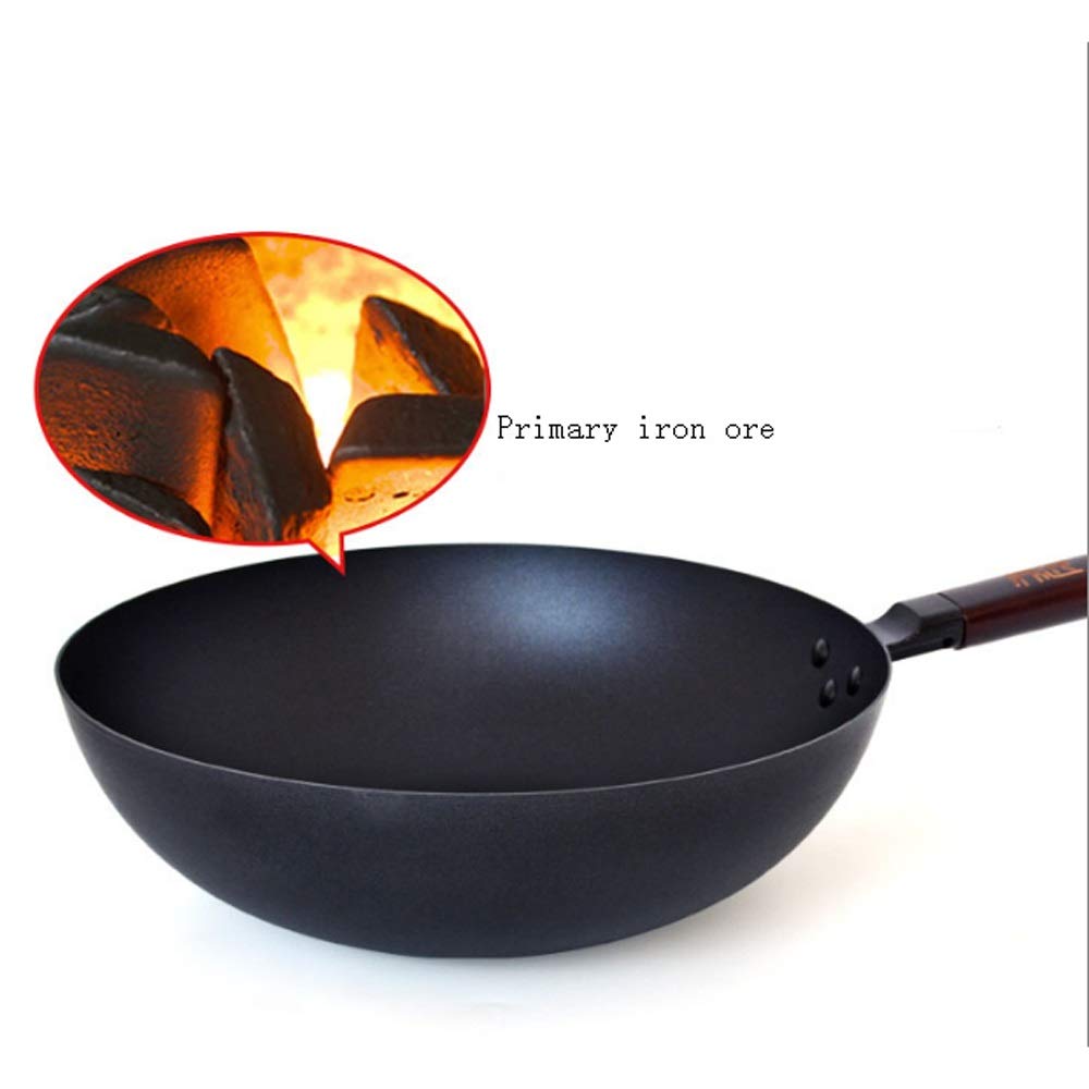 32cm Refined Iron Wok with Lid