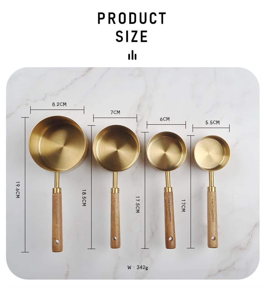 8-Piece Stainless Steel Measuring Set with Wood Handles