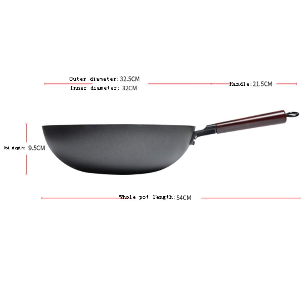 32cm Refined Iron Wok with Lid
