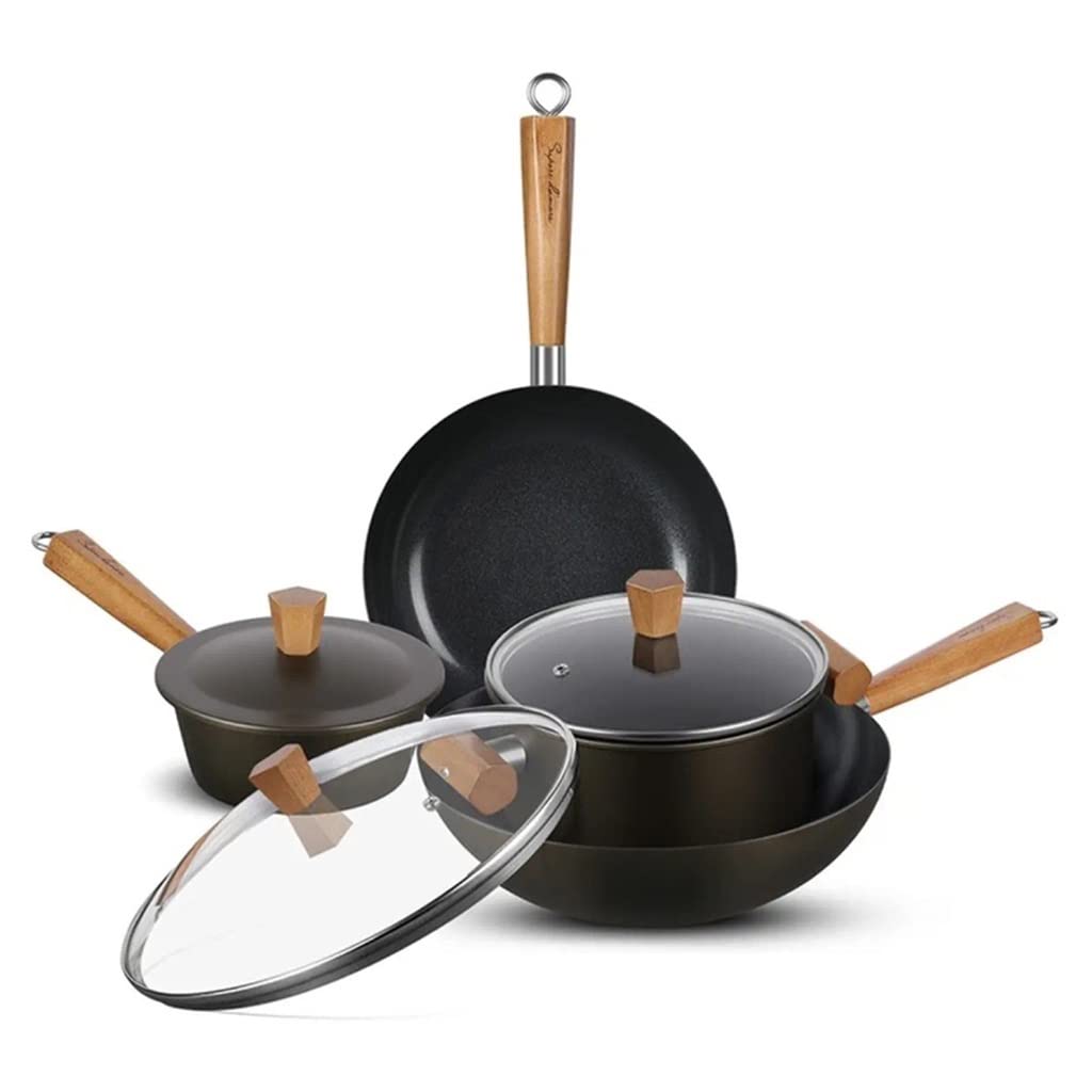 4-Piece Ceramic Nonstick Pot and Wok Set