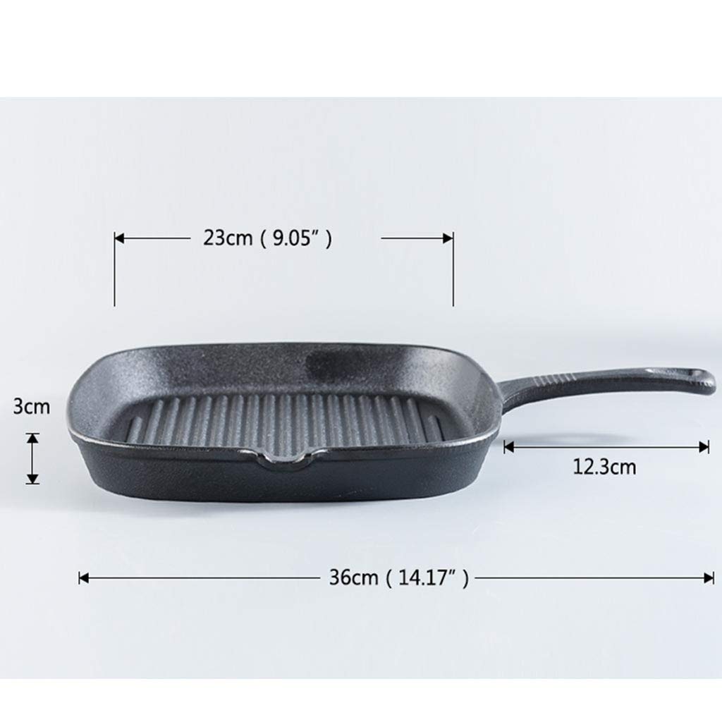 Cast Iron Grill Skillet with Wooden Handle