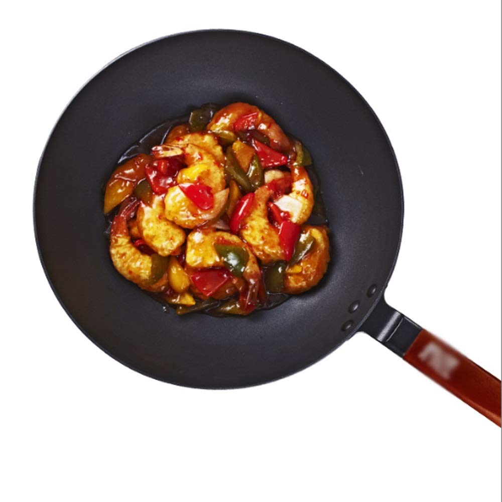 32cm Refined Iron Wok with Lid