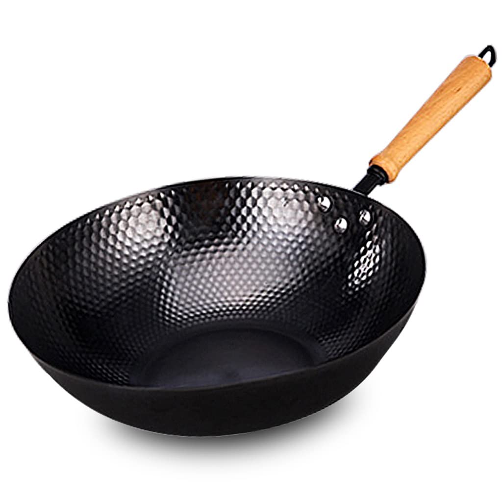 32cm Steel Wok with Detachable Wooden Handle