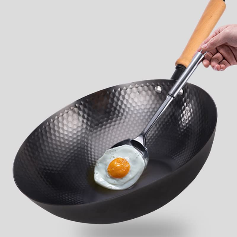 32cm Steel Wok with Detachable Wooden Handle
