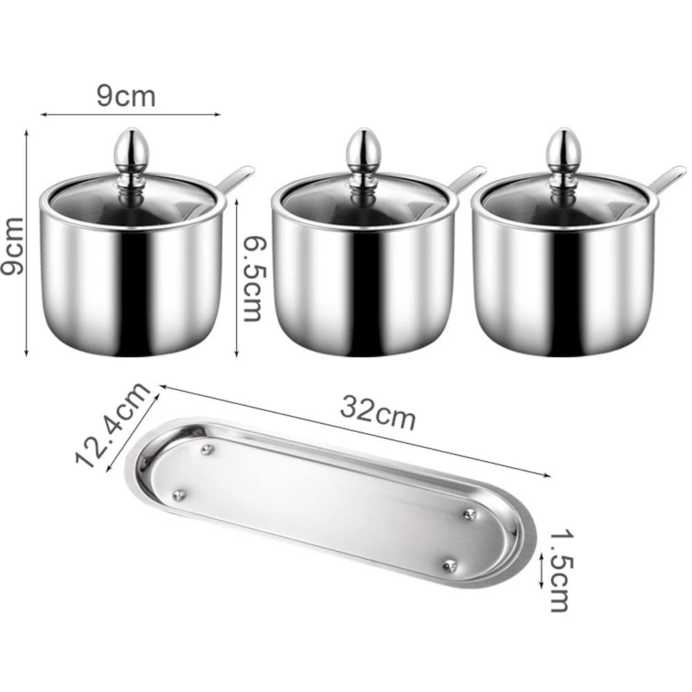 Stainless Steel Spice Jar Set with Glass Lids