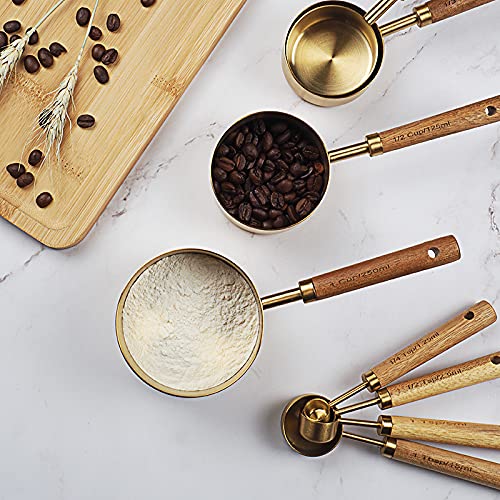 8-Piece Wood-Handle Measuring Cup and Spoon Set