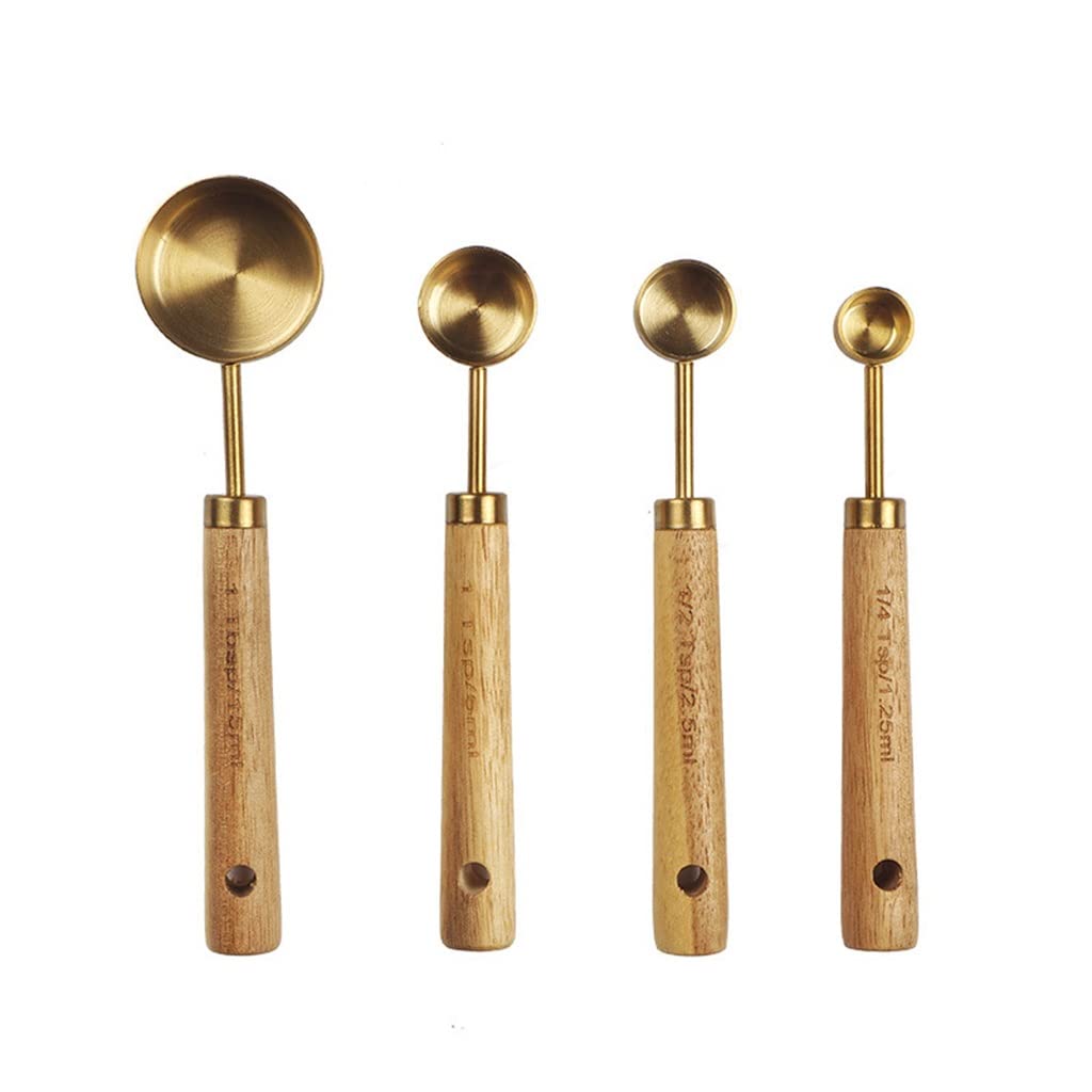 8-Piece Stainless Steel Measuring Set with Wood Handles