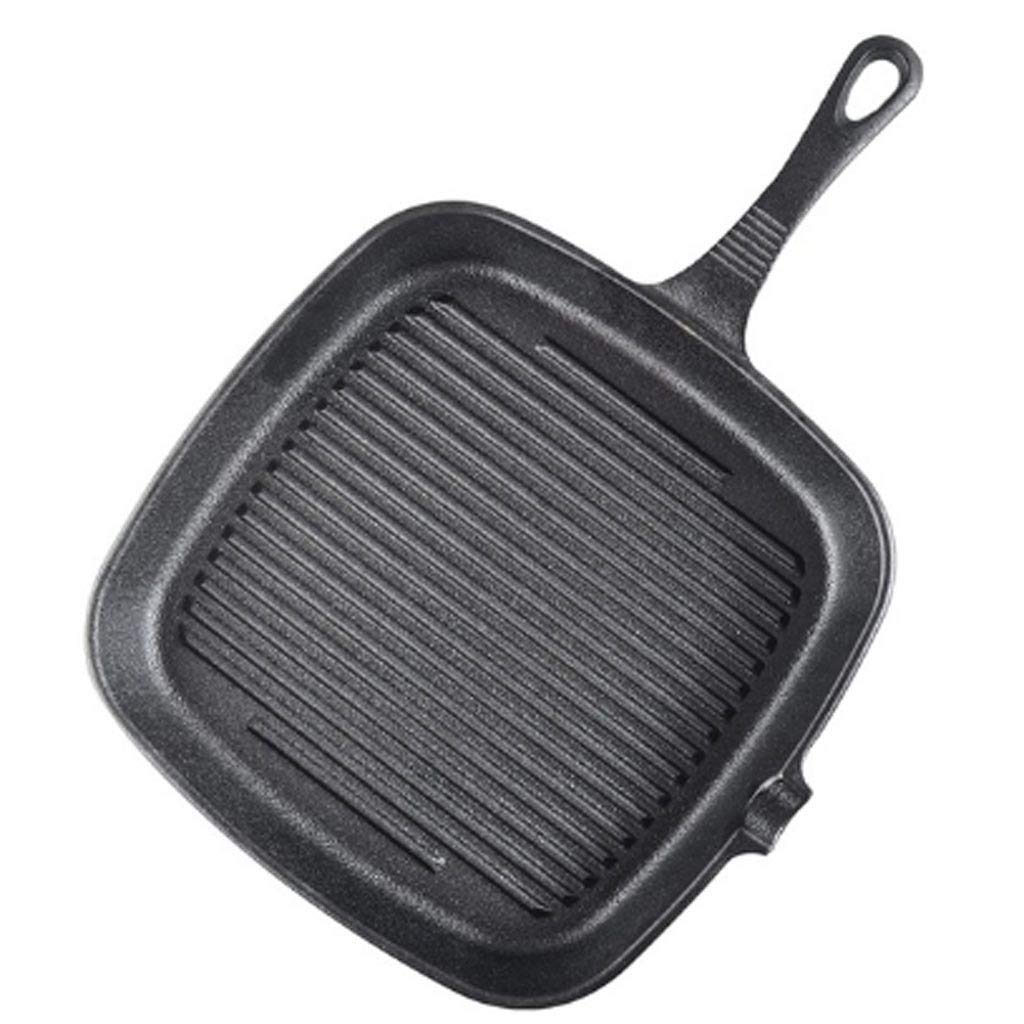 Cast Iron Grill Skillet with Wooden Handle