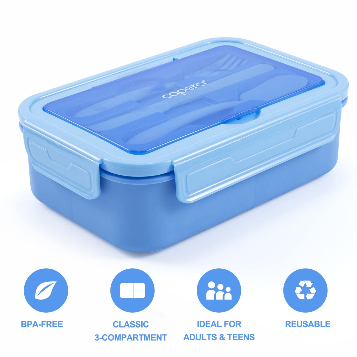 47oz Three-Compartment Bento Box with Utensils