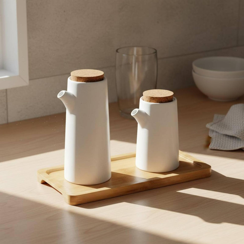 Ceramic Seasoning Jar and Oil Dispenser Set