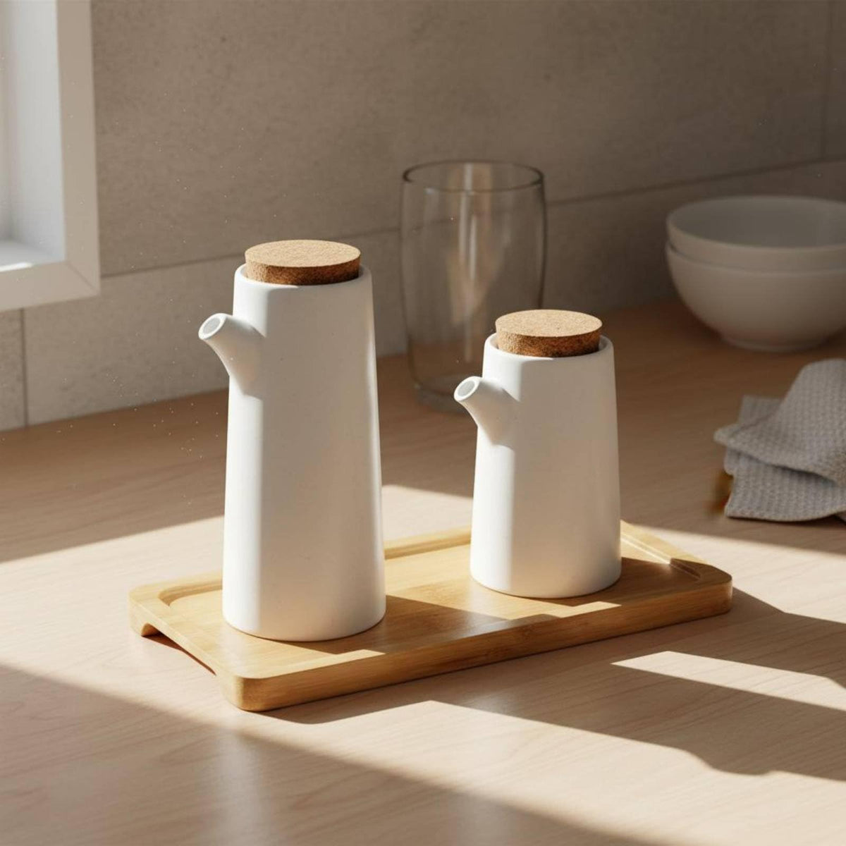 Ceramic Seasoning Jar and Oil Dispenser Set
