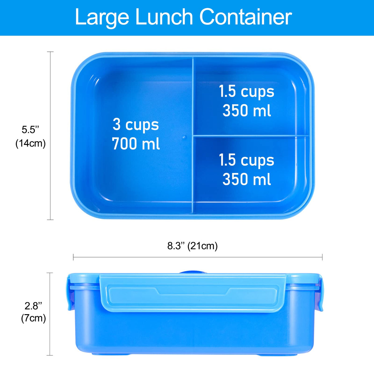 47oz Three-Compartment Bento Box with Utensils