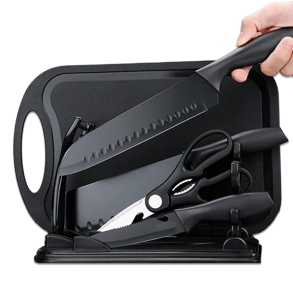 7-Piece Stainless Steel Knife and Cutting Board Set