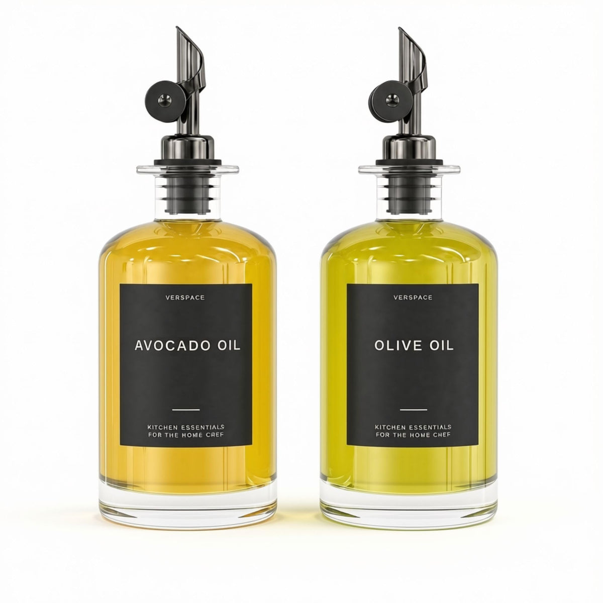 2-Piece Glass Oil Dispenser Set with 42 Labels