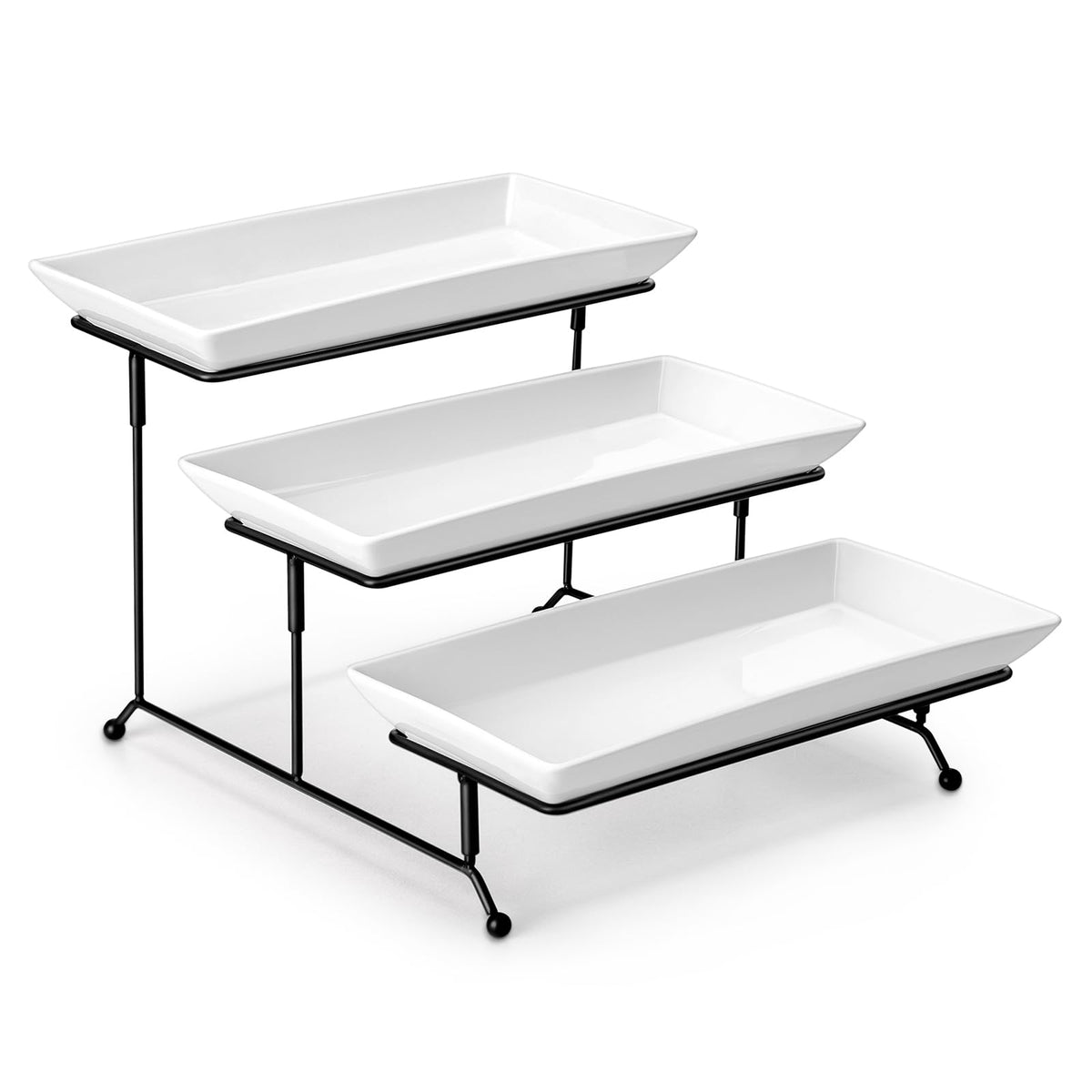 MALACASA 3-Tier Porcelain Serving Tray