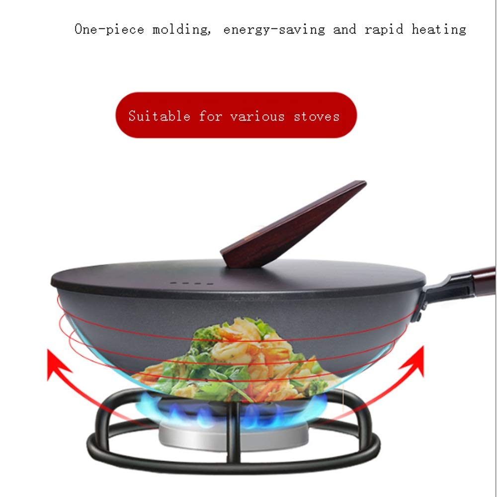 32cm Refined Iron Wok with Lid