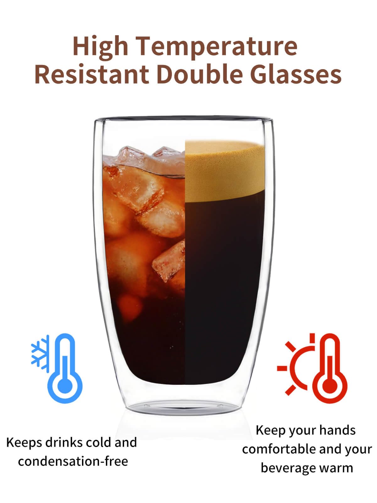 DOPUDO 17oz Double-Wall Glass Coffee Mug Set