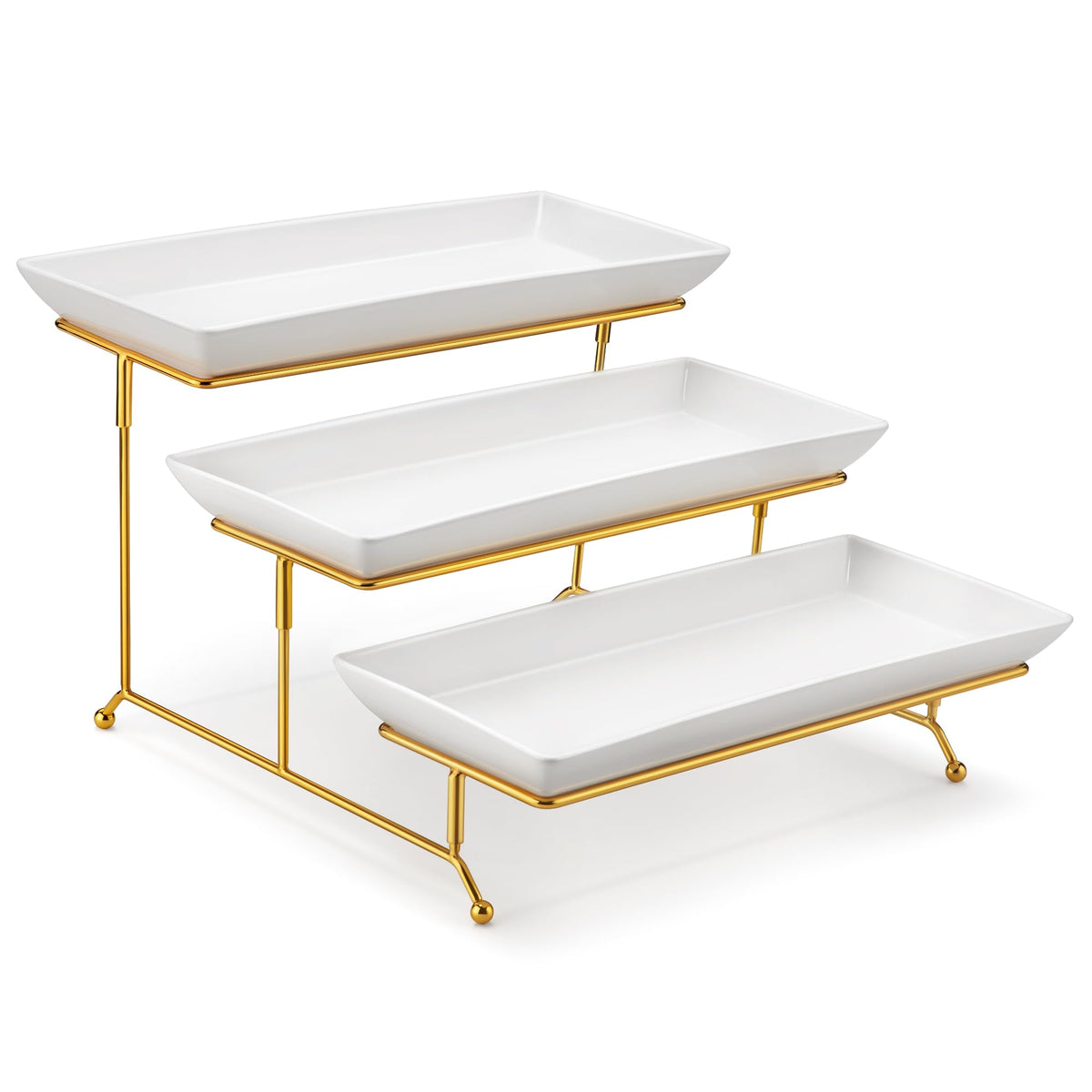 MALACASA 3-Tier Porcelain Serving Tray
