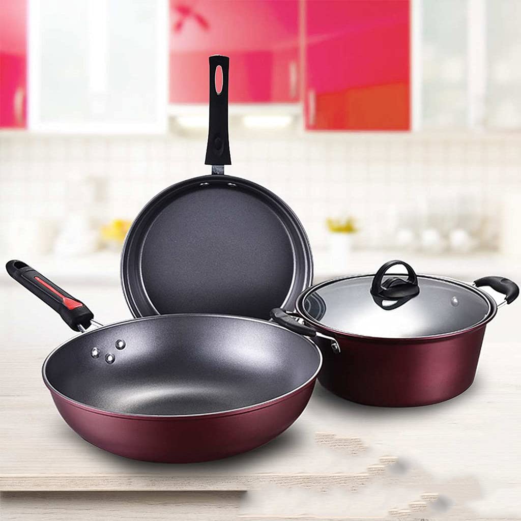 3-Piece Cast Iron Cookware Set with Glass Lid