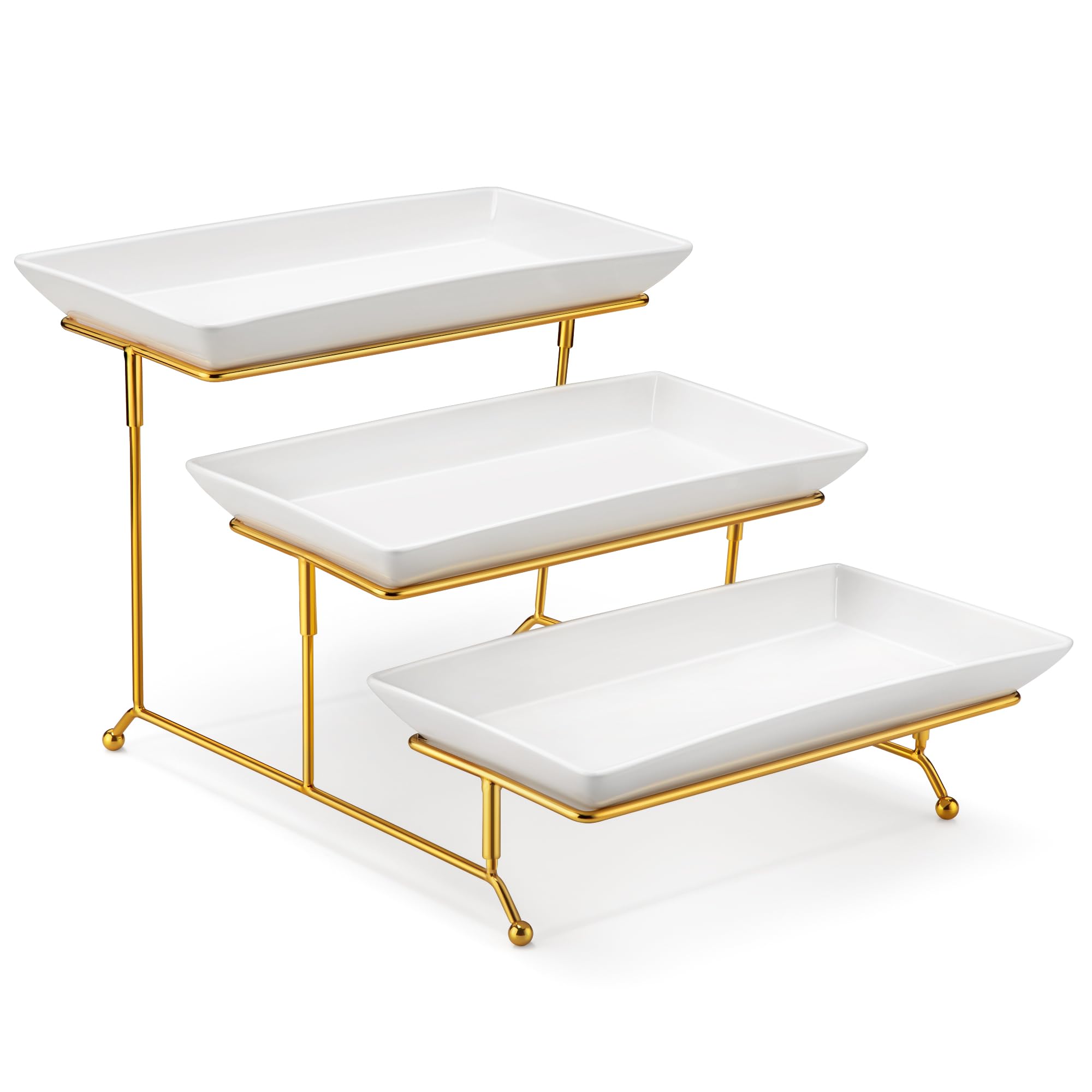 MALACASA 3-Tier Porcelain Serving Tray