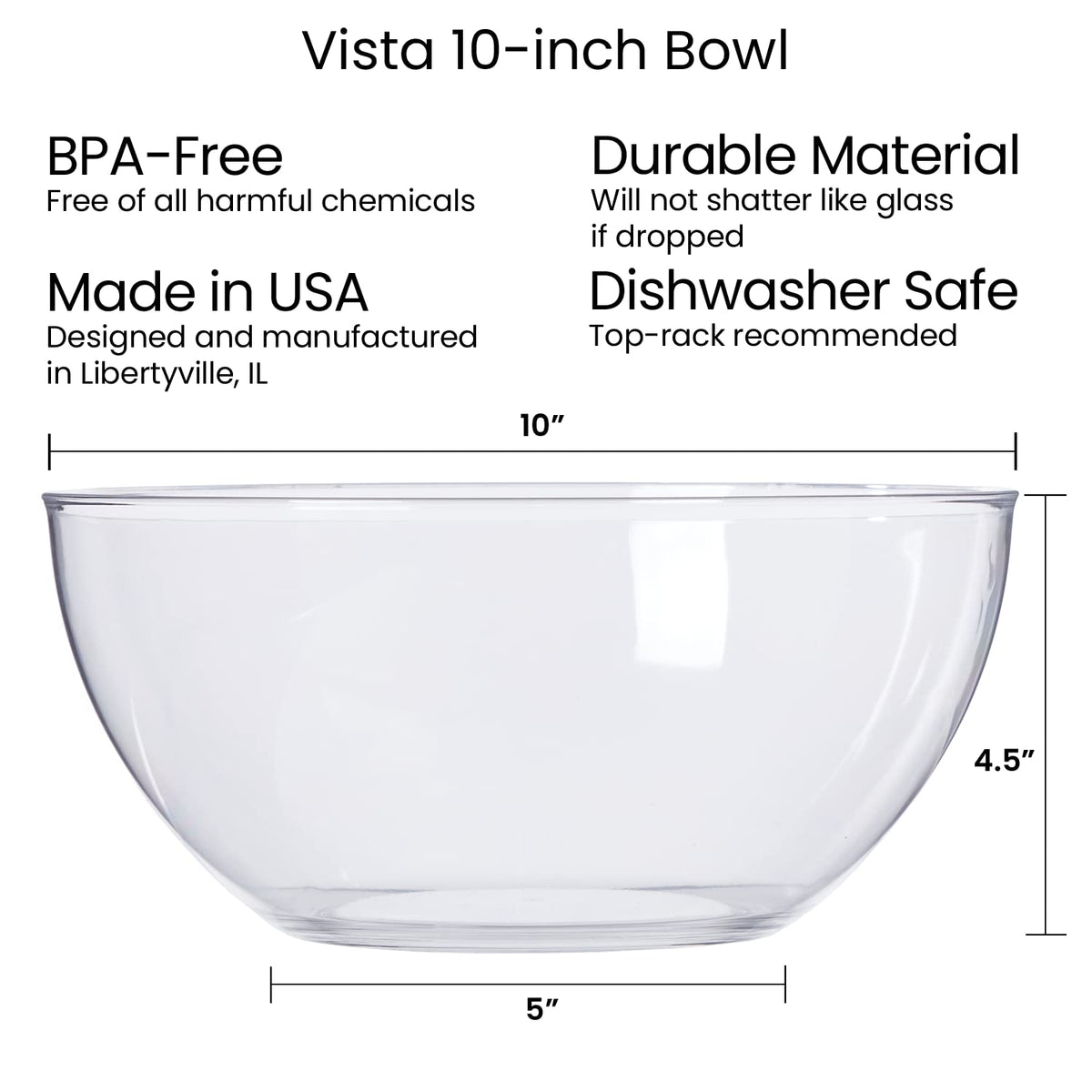 3-Piece 10-Inch Plastic Serving Bowl Set
