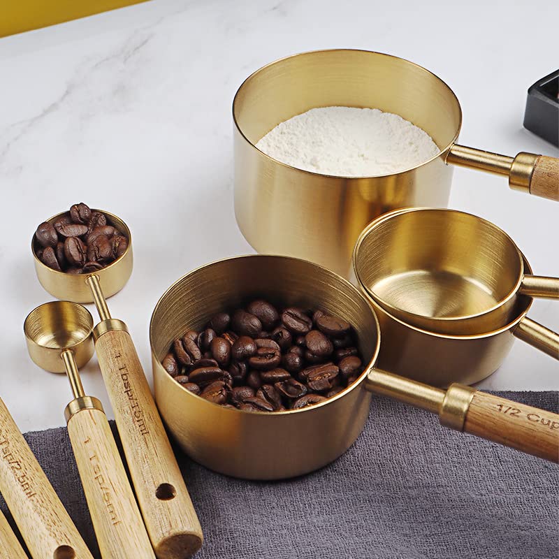 8-Piece Wood-Handle Measuring Cup and Spoon Set