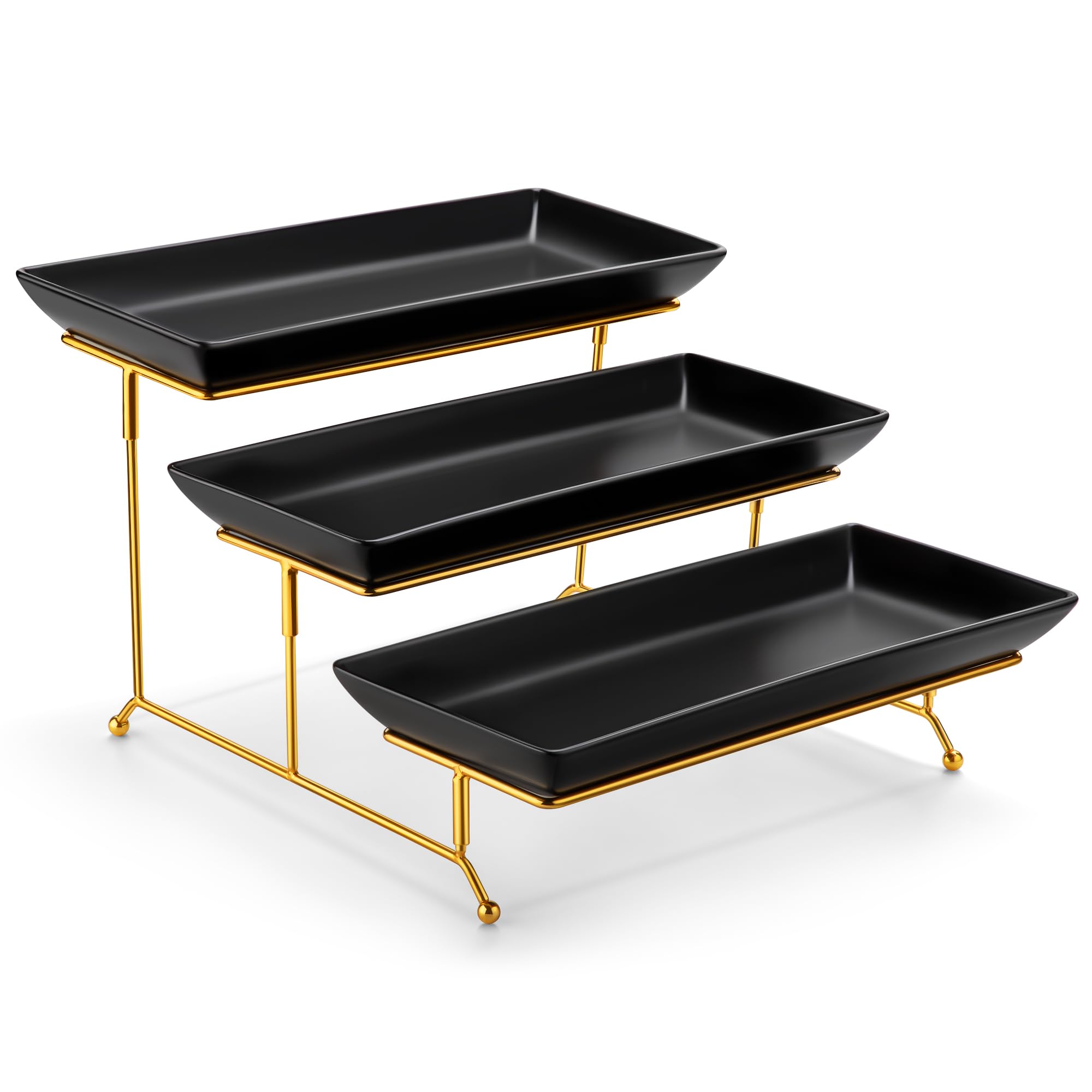 MALACASA 3-Tier Porcelain Serving Tray
