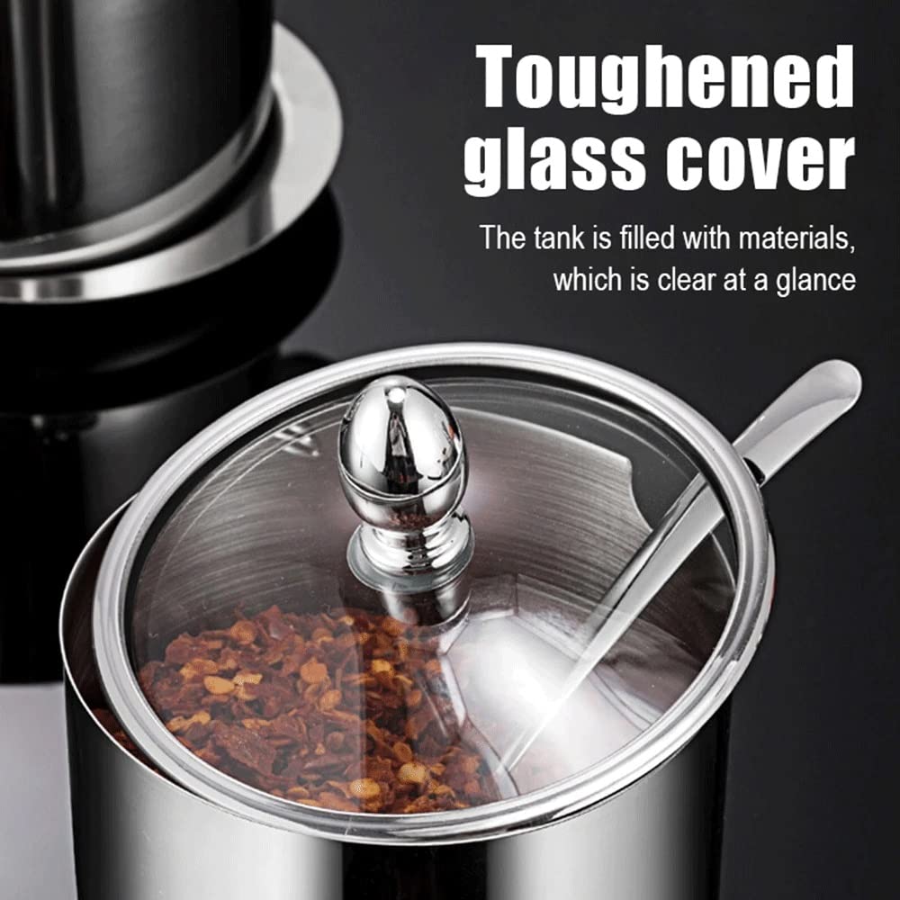 Stainless Steel Spice Jar Set with Glass Lids