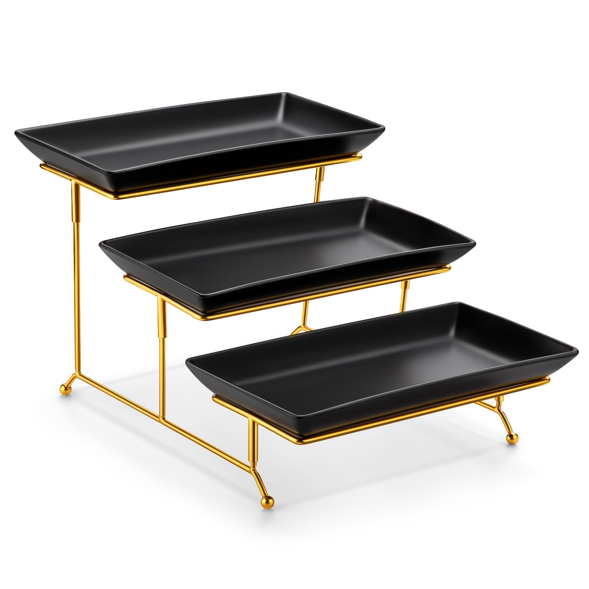 MALACASA 3-Tier Porcelain Serving Tray