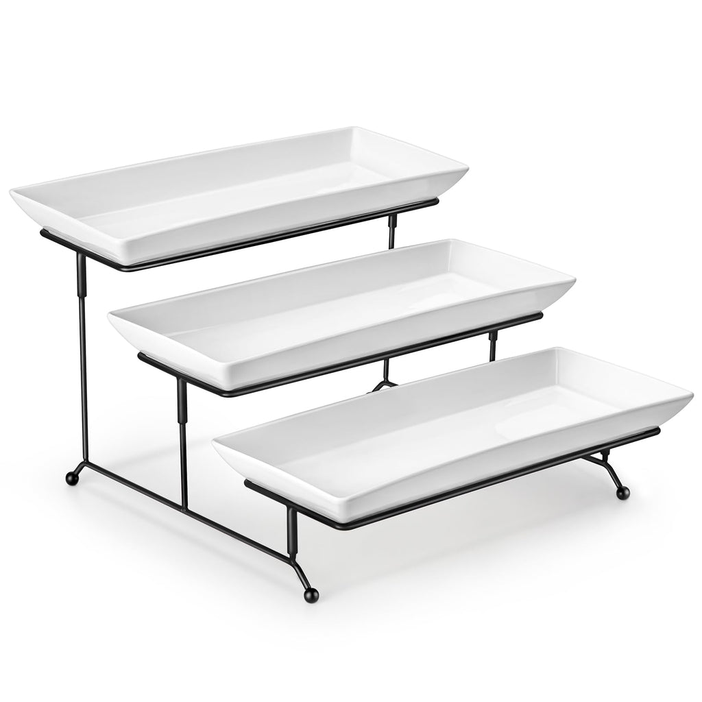 MALACASA 3-Tier Porcelain Serving Tray