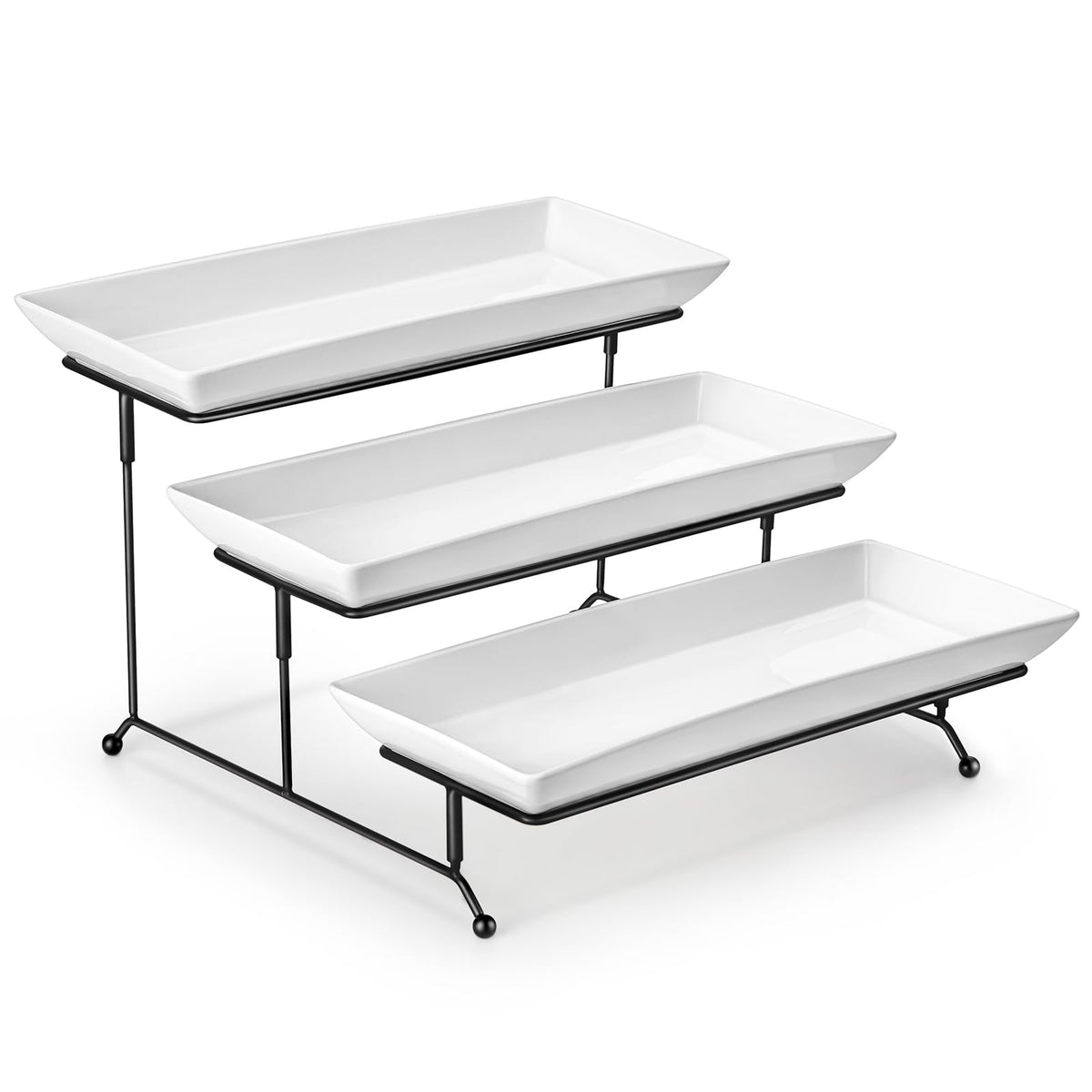 MALACASA 3-Tier Porcelain Serving Tray
