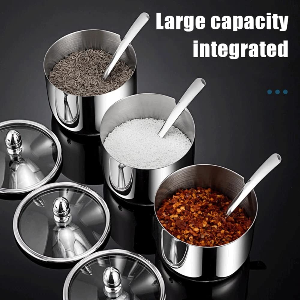 Stainless Steel Spice Jar Set with Glass Lids