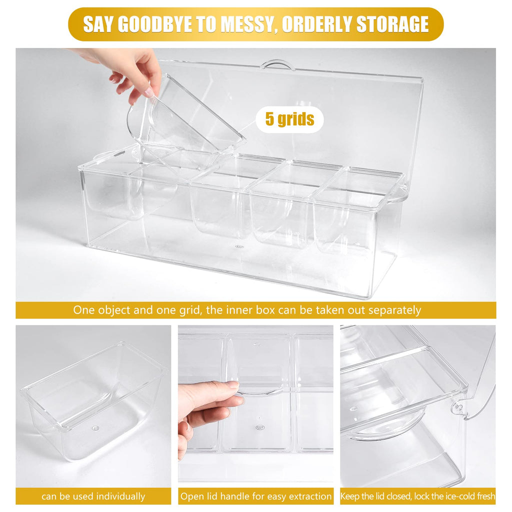 Five-Compartment Chilled Condiment Serving Tray