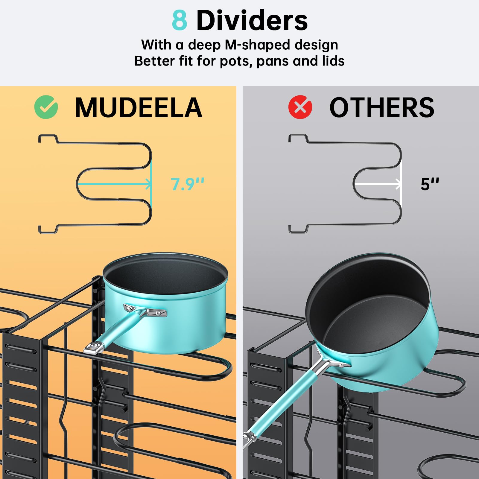 MUDEELA Adjustable Pot and Pan Organizer Rack