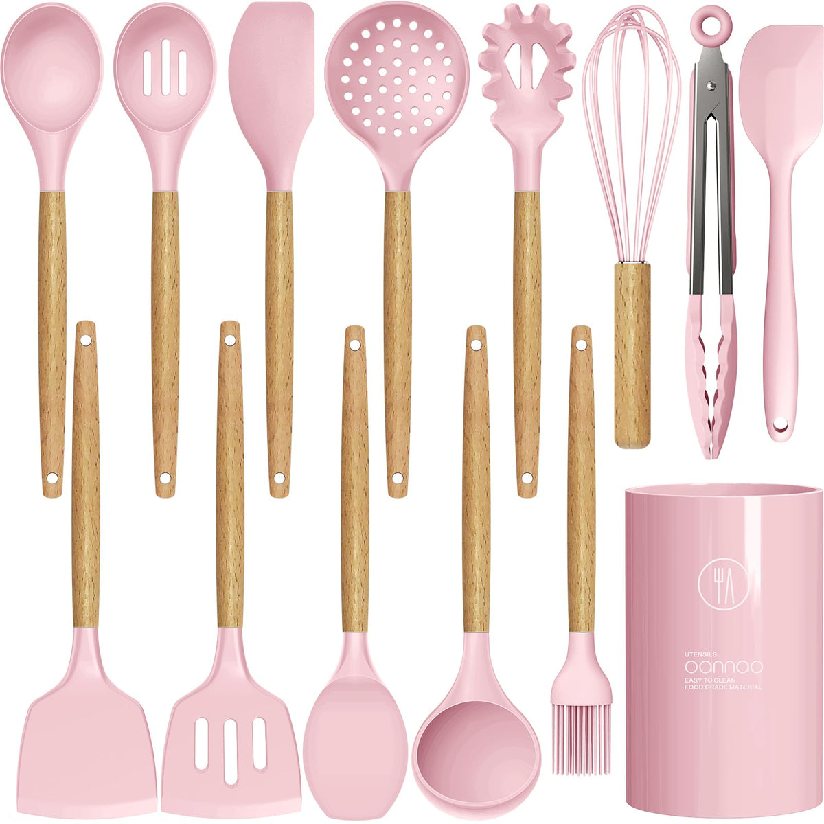 14-Piece Silicone Utensil Set with Holder