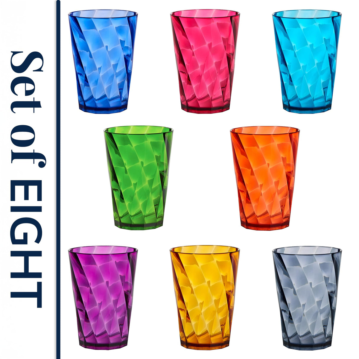 US Acrylic 8-Piece 26oz Jewel Tone Tumbler Set
