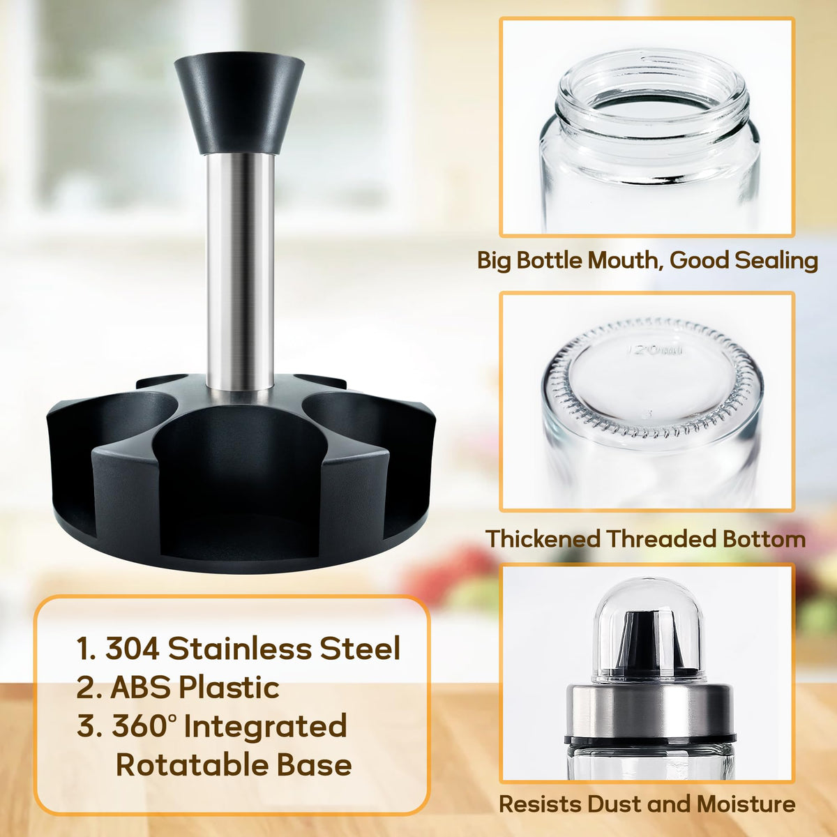 6-Bottle Oil, Vinegar and Spice Dispenser Set
