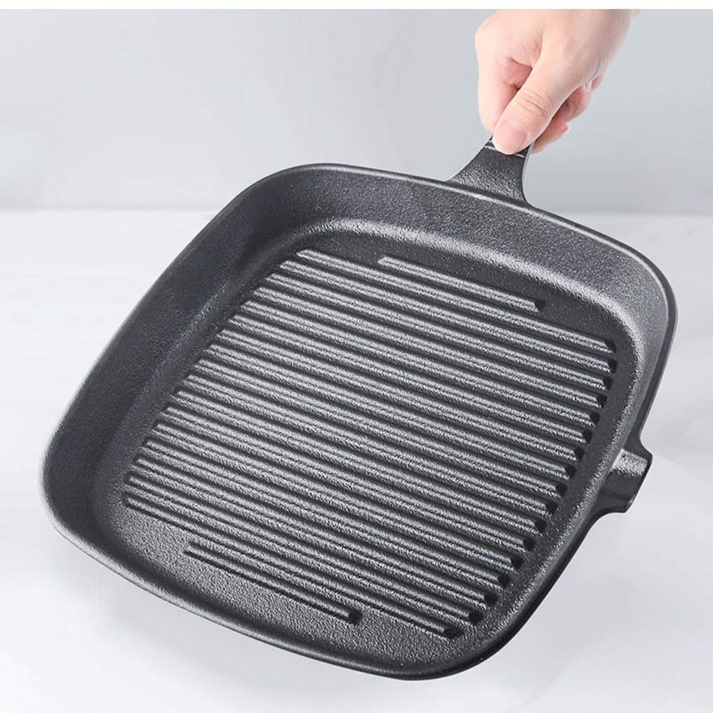 Cast Iron Grill Skillet with Wooden Handle