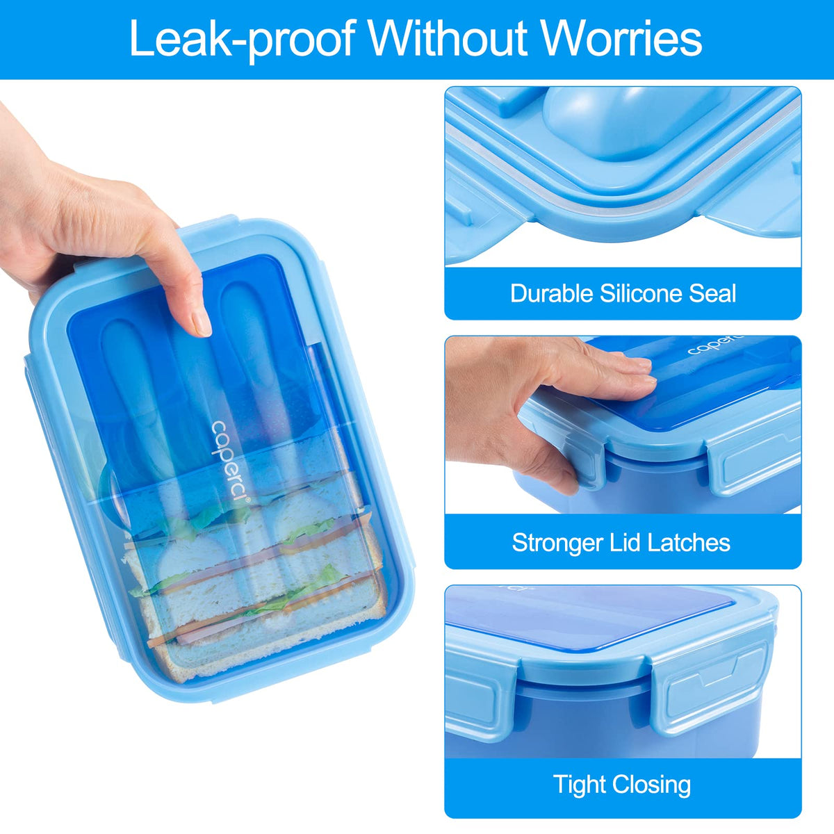 47oz Three-Compartment Bento Box with Utensils