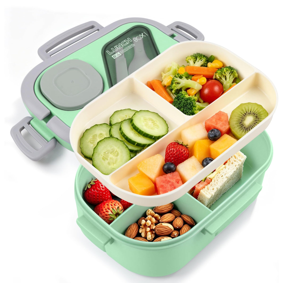 43oz Multi-Compartment Bento Lunch Box with Sauce Cup
