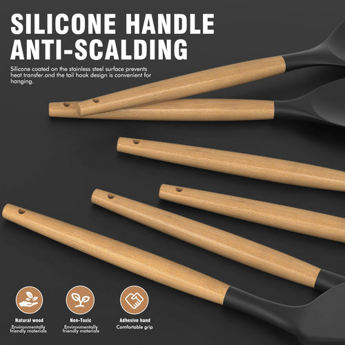14-Piece Silicone Utensil Set with Holder