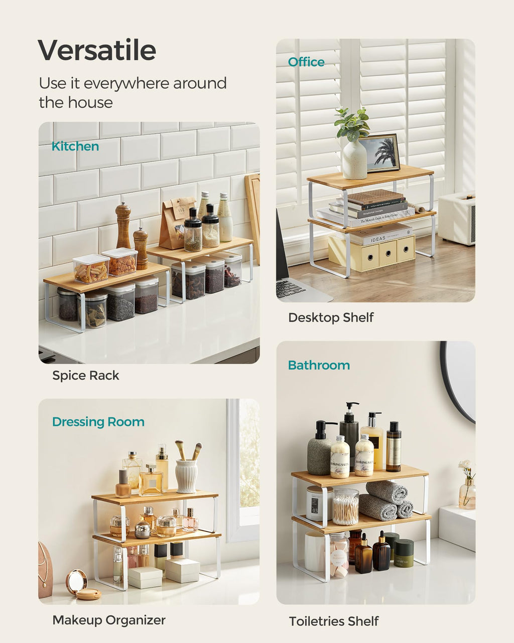 SONGMICS 2-Piece Stackable Cabinet Shelf Set
