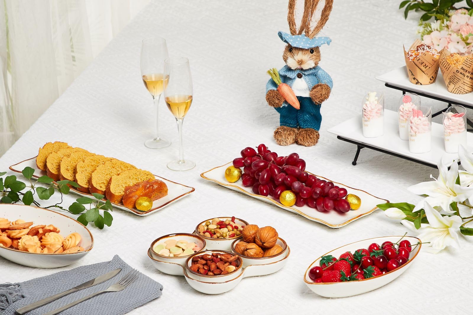 ONEMORE 15-Inch Ceramic Serving Platter Set