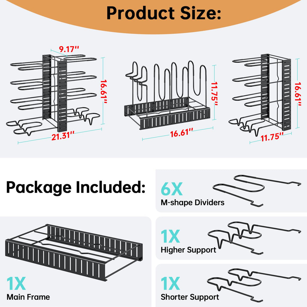 MUDEELA Adjustable Pot and Pan Organizer Rack