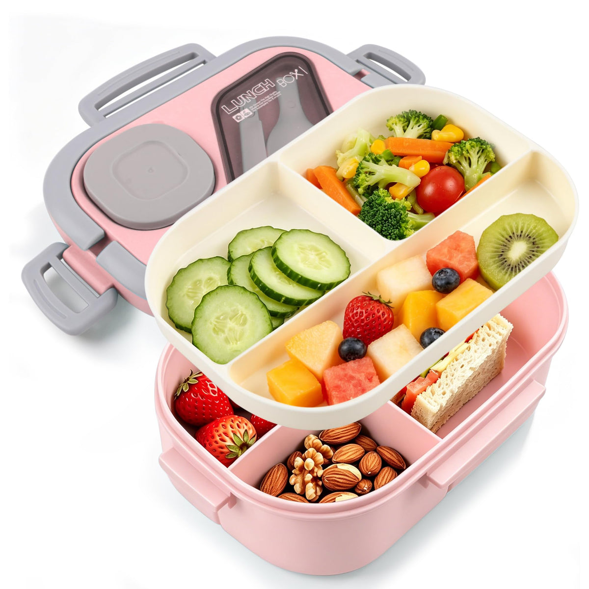 43oz Multi-Compartment Bento Lunch Box with Sauce Cup